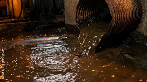 Wallpaper Mural Industrial Waste Water Pollution Flows Into Dirty Area Torontodigital.ca