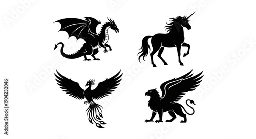 Mythical Creatures Silhouette Collection Fantasy Beasts.