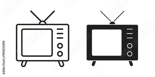 Old television icon line illustration background. icon concept vector