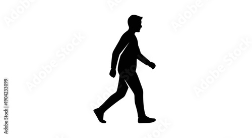 Man walking in side profile.