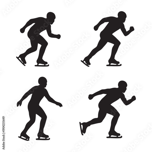 ice skating with helmet silhouettes