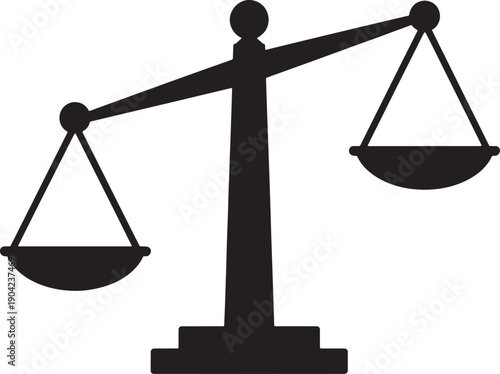 Balance scale icon with two empty plates on either side  justice and equality symbol