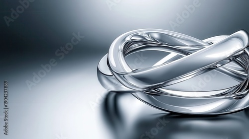 Gleaming chrome interlocking rings forming a continuous loop with a smooth polished metallic surface