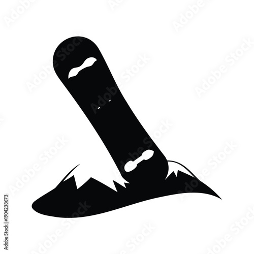 A dynamic silhouette vector illustration of a snowboarder carving through fresh powder, showcasing the thrill of winter sports, snowboard on snow silhouette vector illustration