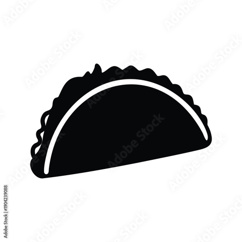 Silhouette of a delicious taco with crispy edges, vector illustration design, taco ingredients silhouette vector illustration