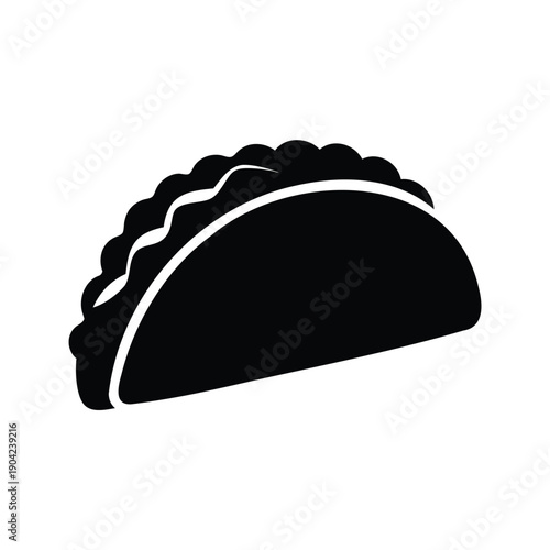 Delicious taco with lettuce and sour cream silhouette vector illustration, taco with meat silhouette vector illustration