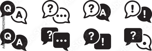 Question & Answer Icon Set  Chat, Speak Bubble, and Help Symbols