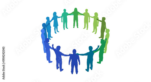 Colorful vector illustration of people holding hands in a circle for Random Acts of Kindness Day against a clean white background.