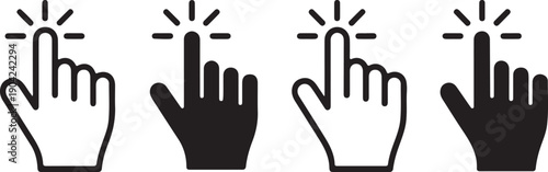 Hand Pointer Icon Set  Clicking Finger, Cursor, and Touch Vector