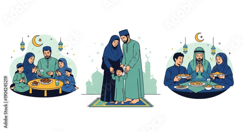 Muslim Family Celebrating Ramadan Together.