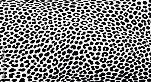 Seamless abstract animal dot pattern with dense irregular black spots on white modern graphic background
