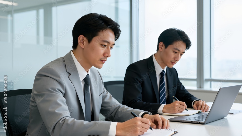 Fototapeta premium Two businessmen working in office