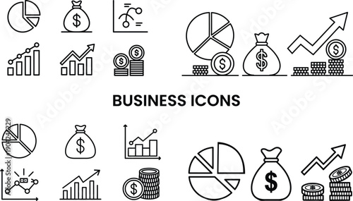 set of vector icons for business
