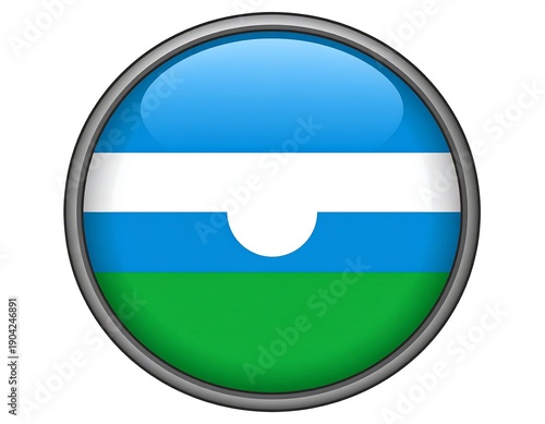Circular emblem featuring blue, white, green segments with a cutout Free Download Circular emblem featuring blue, white, green segments with a cutout - GFXLoad