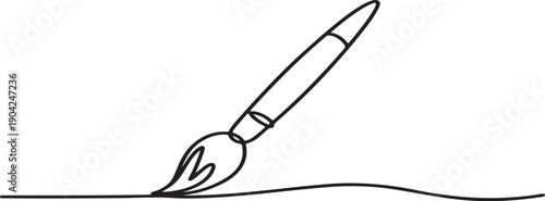 Classic Art Brush One-Line Icon Minimalist Painting Tool Vector