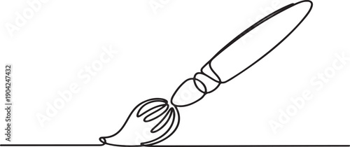 Classic Art Brush One-Line Icon Minimalist Painting Tool Vector