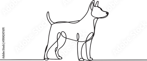 Dog One-Line Icon Continuous Line Drawing of Dog in Profile