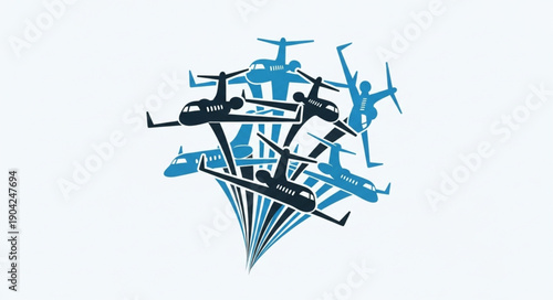 Multiple Helicopters and Airplanes in Abstract Formation.