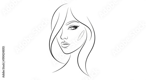Minimalist line art portrait of a womans face elegant sketch for beauty and fashion branding isolated on white background