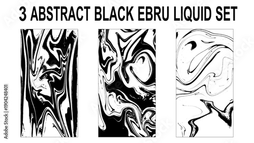 Set of abstract marble background. Black and white grunge texture collection. Vector illustration.
