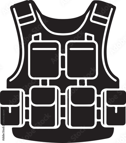 Black tactical vest illustration a protective gear design in silhouette