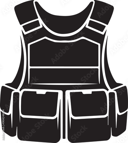 Black tactical vest illustration a protective gear design in silhouette