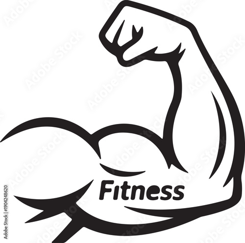 Muscle Arm Icon Flexing Biceps Strength Symbol Vector