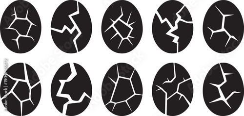 Broken Easter egg icon, Silhouette Broken eggs vector icons. Ester eggs shell. crack eggs icon set vector on white background. Vector illustration