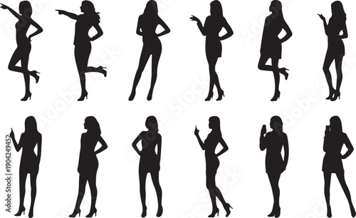 Collection of business woman silhouettes