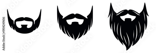 Graphic style beard set featuring different styles of facial hair for men's fashion and grooming