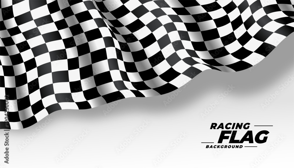 Naklejka premium realistic and flowing checkered rally flag background for finish point