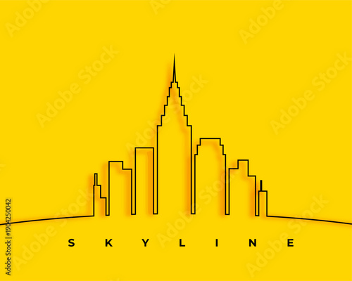 lineart skyline midtown building simple template