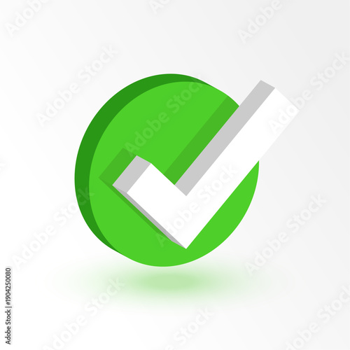 3d verify checkmark tick in flat style