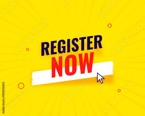 register now today web template with cursor pointer design