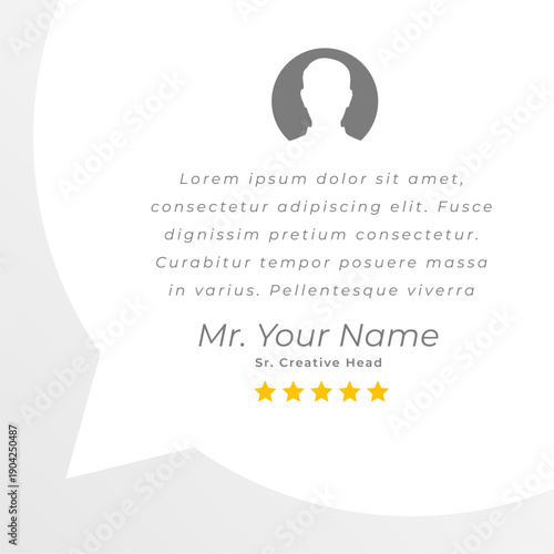 simple testimony comment or dialog template with stars rating