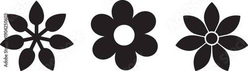 Simple Flower Icon Set Vector Illustration on White Background