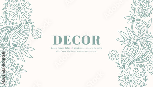 hand drawn vintage floral art background design