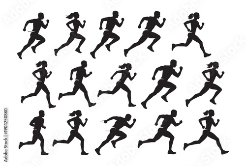 Running People Silhouette Set
Runner Jogging Silhouettes Pack
Sport Running Vector Collection
