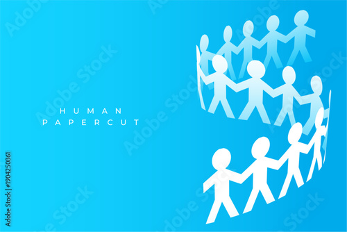 paper crafted human chain holding hand concept design