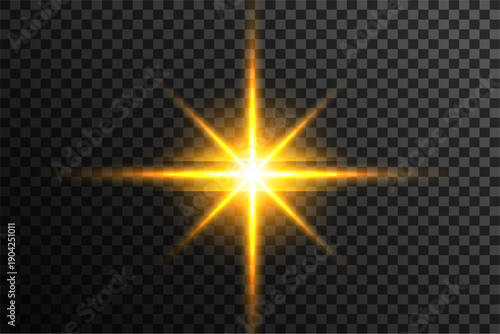 abstract optical lens flare burst on transparent background