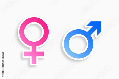isolated male female gender symbol sticker design