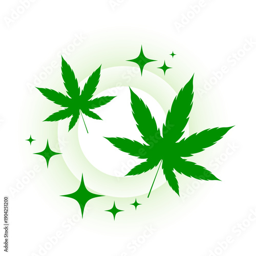 isolated green herbal marijuana leaves design