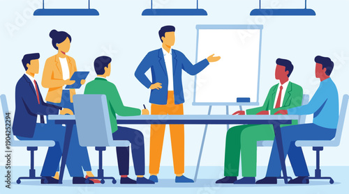 Business team having a meeting and presentation in an office setting