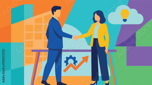 Business people shaking hands, symbolizing partnership and growth