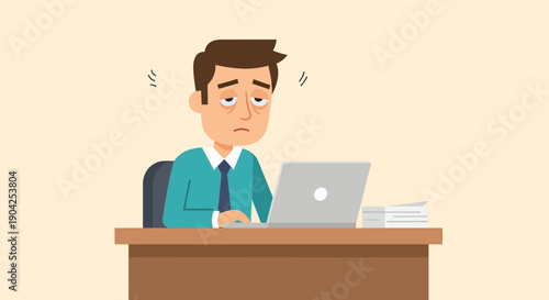Exhausted professional struggles with fatigue and burnout at the office desk