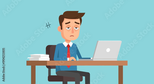 Fatigued Professional Experiencing Overwork and Burnout at Office Desk