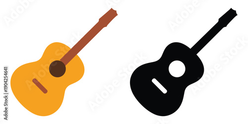 Acoustic Guitar icon, vector guitar symbol in modern flat style, isolated on white background, perfect for music websites, mobile apps, audio players, UI design, logos, and creative digital projects.