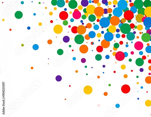 Colorful, diverse circles of varying sizes, spread against a white background. Abstract and vibrant