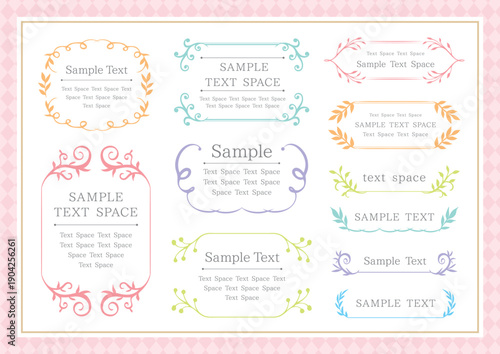 Pastel Color Decorative Frames and Elegant Text Borders Vector Set