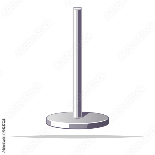 Single metal pole stand base vector isolated illustration